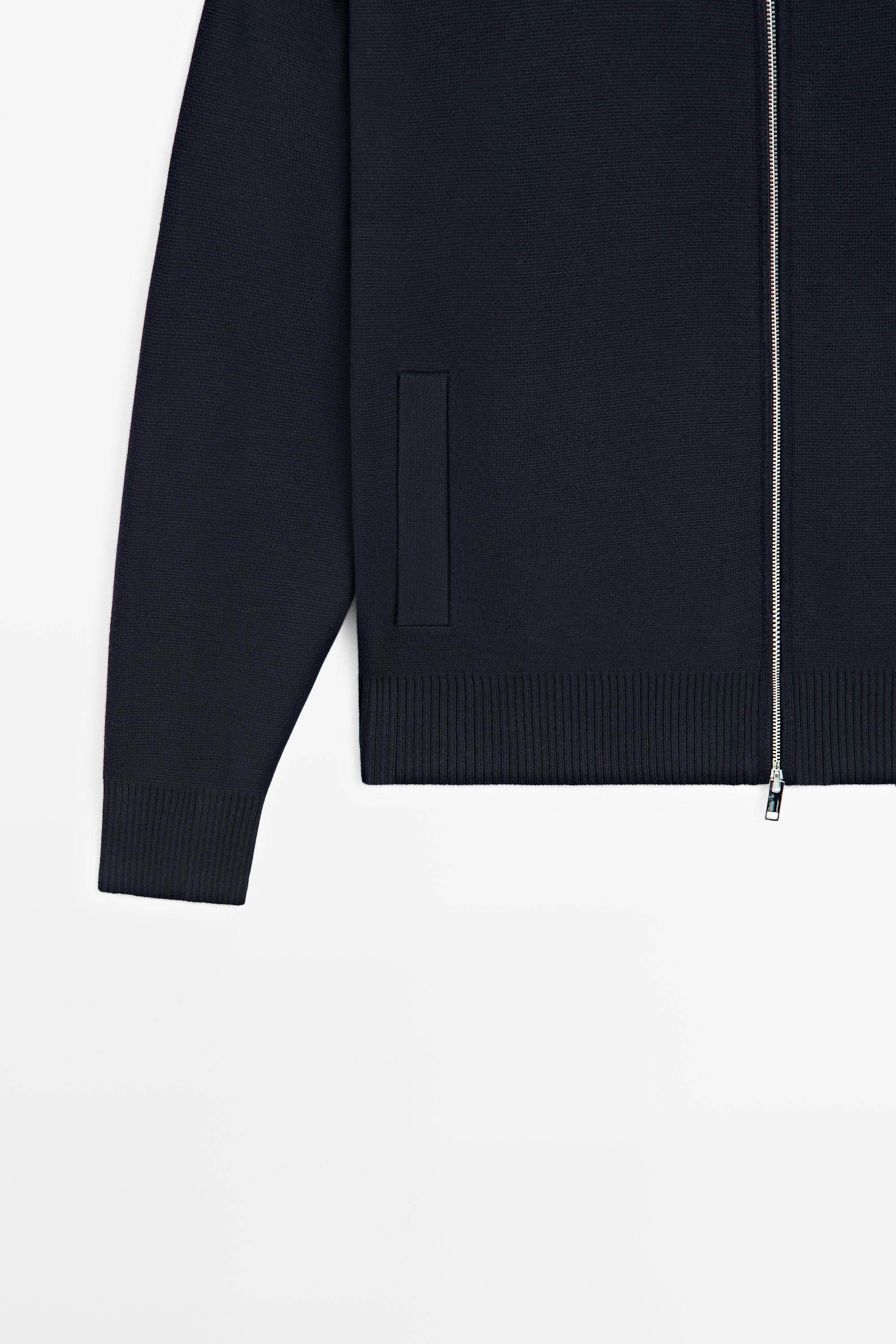 100% cotton zip-up knit cardigan